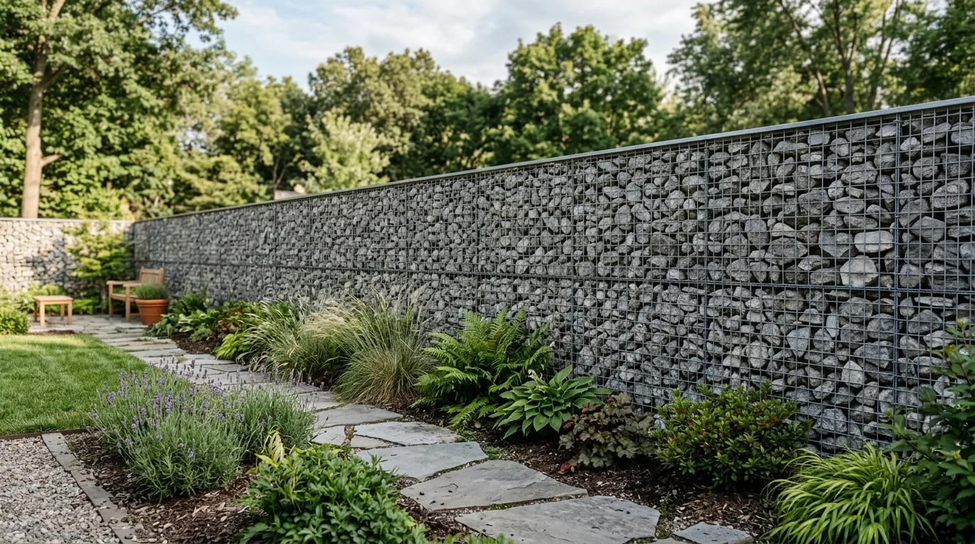 Gabion Stone Privacy Fence